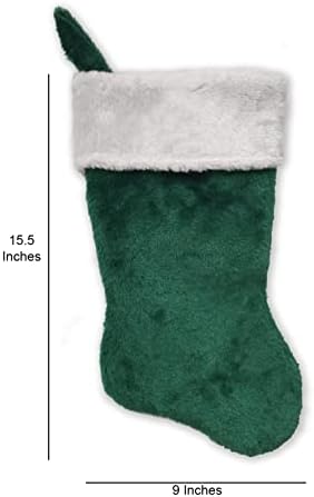 Първоначално Коледни чорапи с бродирани мен монограм, на Зелено-Бял плюш, Началната буква Б