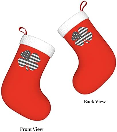 QG ZZX Детелина Американски Флаг Коледен Отглеждане на Коледни Чорапи, Камина Окачен на Стелката 18 Инча(А) А) Празнична Украса