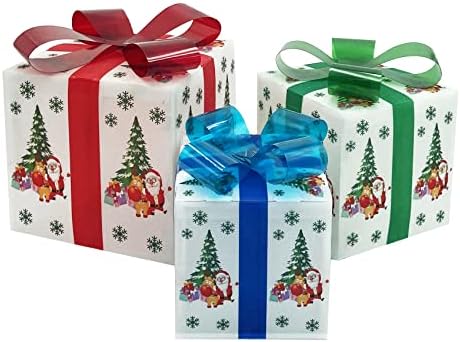 Подаръчни кутии с подсветка, Определени от 3, Коледни Подаръчни кутии с Подсветка с 48 led светлини работещи На Батерии за Коледна