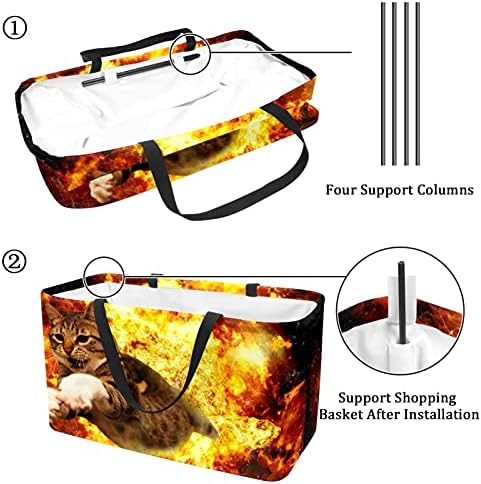 50L Чанти за пазаруване Cat Escape Fire Сгъваема Кутия За Пазаруване, Чанта за пазаруване с Дръжка, на Множество