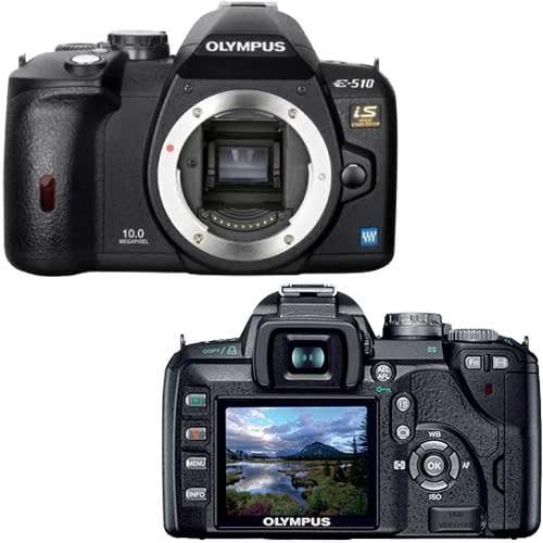 Цифров slr фотоапарат Olympus Evolt E510 10 Mp със стабилизация на изображението, CCD Shift обектив Zuiko 14-42 мм f/3.5-5.6