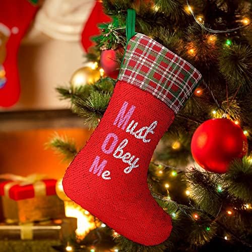 Must Okey Me Mom Чорапи с Пайети за Коледните Празници, Обратим Магически Състав, което променя Цвета си, за Коледната Елха, Висящи
