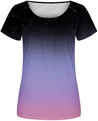 Тениска за момичета Лято Есен 2023, Памучен тениска с Кръгло деколте и къси ръкави и Цветен Модел, Ежедневна Блуза Свободно Намаляване