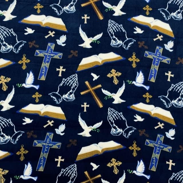 Pico Textiles 2 Ярд Руното тъкан Болт - Религиозни кръстове с любов, Вяра и надежда - Продава се The Болт - Вдъхновяваща религиозна