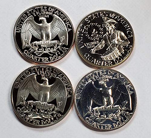 Вашингтонские четвертаки Proof-Комплект от 4 монети-Все различни дати -По една монета на всеки десетилетие на 60-те, 70-те, 80-те