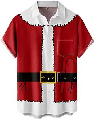 XXBR Коледни Мъжки Ризи с копчета и Къс ръкав, Коледни Вечерни Костюми на Дядо Коледа, Нормално Кацане, Новост, Дизайнерска Риза