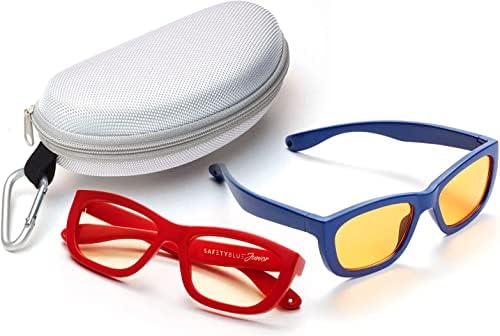 SafetyBlue Младши . Детски очила за дневно и нощно време, и аксесоари за игри - Гъвкави, лекарства без рецепта, блокер, синьо (и