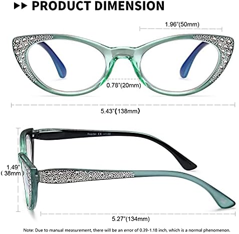 Очила за четене EYEURL Cat Eye за Жени, Блокиране на Синя светлина, 3 опаковки на Компютърни Ридеров с Пружинным тръба на шарнирна