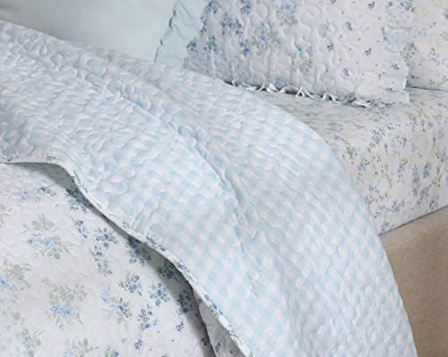 Shabby Chic® - Комплект стеганого одеяла King, Сменное памучно спално бельо с подплата в тон, Елегантен Цветен Декор за дома на