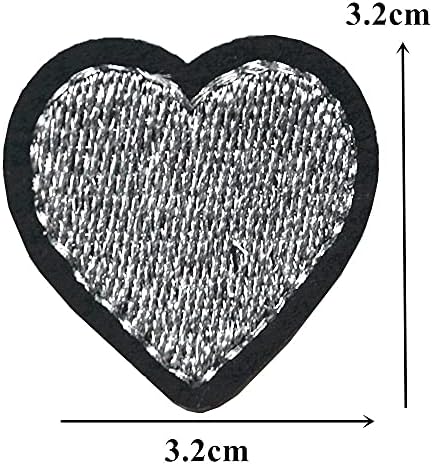 10шт Сребърни Сърца Черен Ръб на Плат Шиене на Бродерия Желязо На Нашивках Икони за Апликация на Дрехи Занаят Украса Стикер