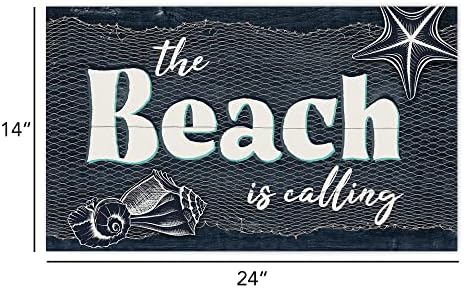 Плаж Sp Греъм Ици се обажда Синя Декоративна Знак от борова кабина с размери 24 х 14 см