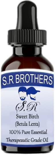 S. R Brothers Етерично масло от Сладка бреза (Betula Lenta) Чисто и Натурално Лечебно 100 мл с Капкомер