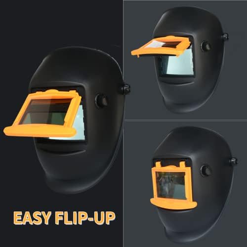Каска ATEMLEH с автоматично затъмняване, с възможност за гледане в истинския цвят и заваръчни ръкавици, Лесно переворачиваемый Дизайнный