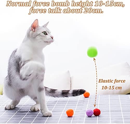 Топки с пайети за котки Andiker, 1.5 инча, 20 парчета, Цветни Топки с пайети за котки, топки с pom-помераните за котки, интерактивни