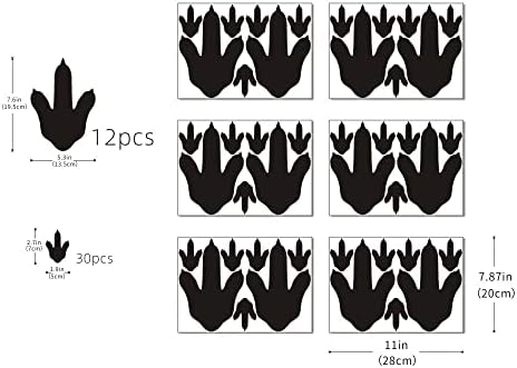 Yuanan Черни Стикери за стена С Отпечатъци от Крака на Динозаври 42 бр Висококачествен Винил Сменяеми Етикети