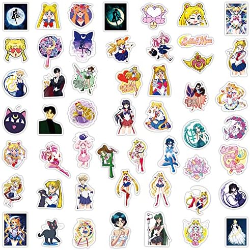 Етикети Sailor Moon, 100ШТ, Мультяшные Естетически Винилови стикери и Отличителни знаци, Симпатични Смешни Етикети за Бутилка за