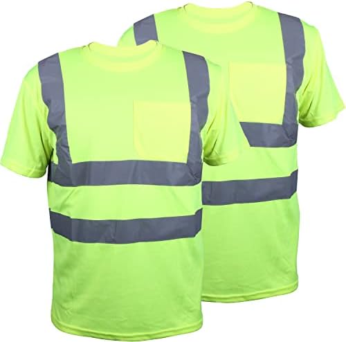 Защитно Светоотражающая Мъжка тениска TZ Обещание Hi Vis с Къс / Дълъг ръкав и джоб, клас висока видимост 3
