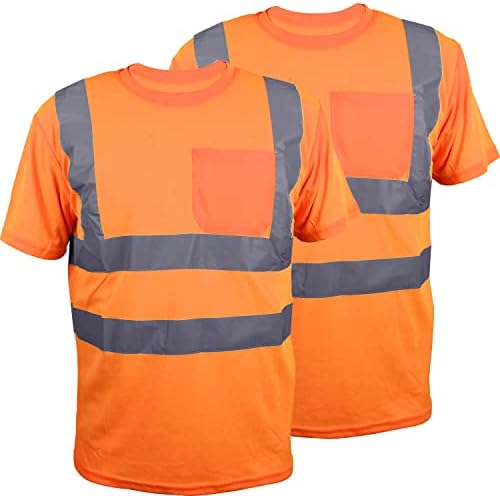 Защитно Светоотражающая Мъжка тениска TZ Обещание Hi Vis с Къс / Дълъг ръкав и джоб, клас висока видимост 3