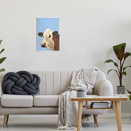 Портрет на крави със Синята ферма Stupell Industries На Стената от Дърво, Дизайн Реджины Мур