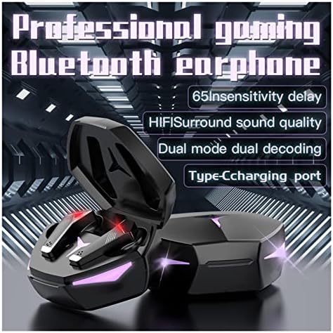 Безжични слушалки Vogue, съвместими с Bluetooth Слушалки 5.2 с шумопотискане, Слот Слушалки с ниска латентност, ушите (цвят: черен