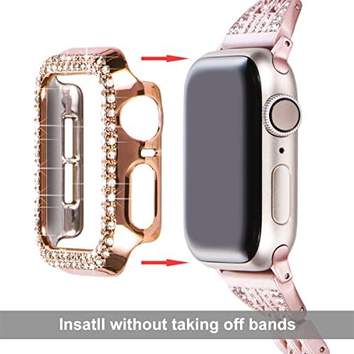 Калъф Surace 45 мм, Съвместим с корпус Apple Watch 8 и 7, Защитен калъф-броня с диаманти, която замества защитен калъф за Apple