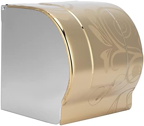 Държач за Тоалетна хартия с Капак, Златна Държач за Тоалетна Хартия с защита от Котки, монтиран на стената Водоустойчив Опаковка