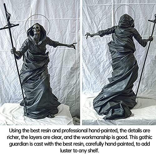 Скулптура от Черен Скелет-Попечител, Градински Статуи, Украса за Хелоуин, Статуята на Мрачния Жнеца за Къща от Духове
