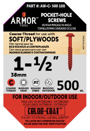 Винтове Armor Tool 1-1 /2 с груба дърворезба и джоба дупка с технологията Color Coat за вътрешна / външна употреба (количество 500