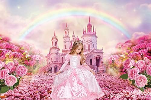 Фантастична Градина на Замъка Фон За Снимки LFEEY 10x8ft Винил Розово Цвете Страна на Чудесата Сладка Принцеса Снимка Фон за Парти