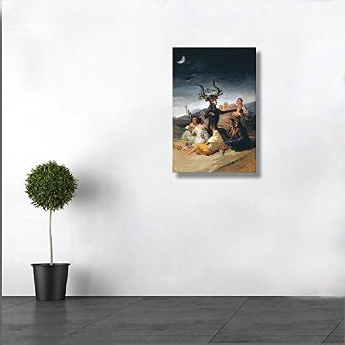 Шабаш на Вещици Плакат на Класическото Изкуство В Рамката на Франсиско Де Гоя Платно Декор за Хола Старинни Стенни Картини Вещици