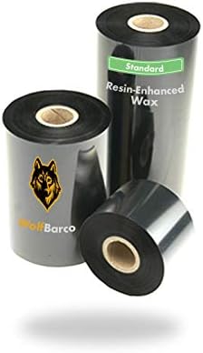 6 Ролки Wolfbarco 3 x 1345 (76 мм x 410 м) Стандартната термотрансферен восъчни ленти за печат на етикети и баркодове за SATO, Размер