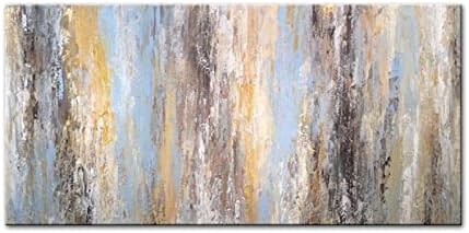 Модерна Текстурирани живопис с маслени бои с ръчно Рисувани - Абстрактни Планини и Реки, на Фона на Банера Върху Платно, Стенни