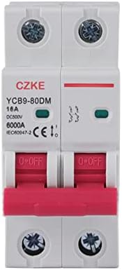 DZTUS YCB9-80DM 2P DC MCB 6KA 500V Мини-автоматичен превключвател 16A 20A 25A 32A 40A 50A DC MCB за фотоволтаична система (Цвят: 2P, размер: 25A)