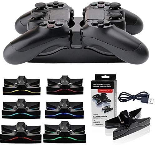 Многоцветни Контролери Поставка За Зарядно Устройство Led Двойно зарядно устройство, Поставка за Бързо Зареждане Зарядно устройство за Контролер Playstation 4 PS4