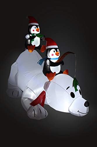 Стоки BZB Коледни Надуваеми Пингвините Дължина от 6 фута, Ловящие Риба на Бяла Мечка, Led Светлини, Празнични Украси за помещения,
