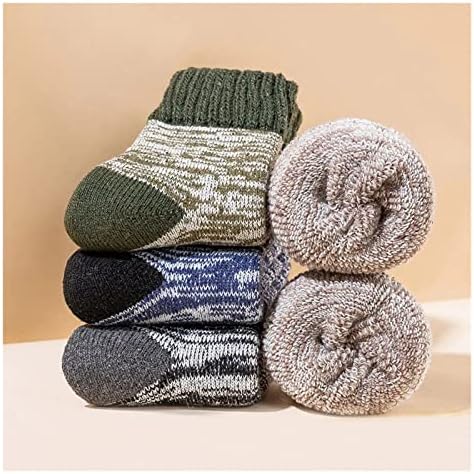 MFCHY Зимни мъжки чорапи, Чорапи с цветни линии, Удобни Меки Зимни чорапи със средна дебелина от Сверхтолстой вълна