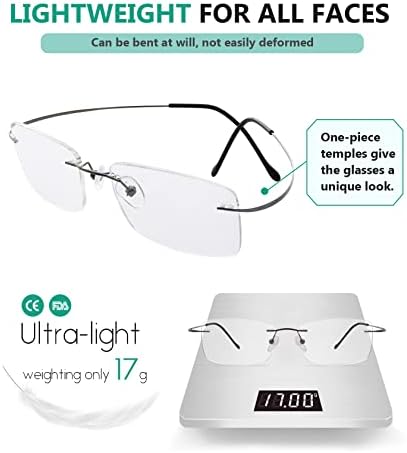 Eyekepper Титанов очила за четене без рамки, мъжки ридеры от оръжеен метал
