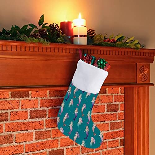 Сладки Русалки Коледни Окачени чорапи Чорапи за Коледно Камина Празничен Начало Декор