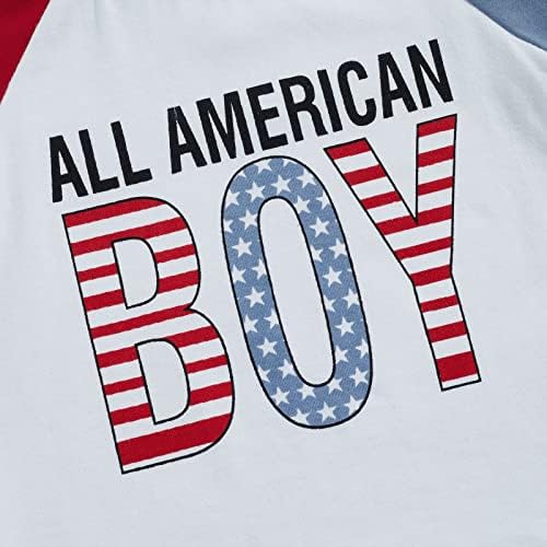 Комплект дрехи за малки Момчета на 4 юли, Тениска с къси ръкави и къси панталони с флага на сащ, Комплект Летни Дрехи на Четвърти