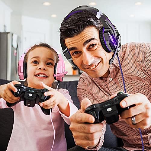 Детска стерео слушалки BENGOO G9000 за PS4, КОМПЮТЪР, контролер за Xbox One, Режийни Слушалките с шумопотискане и микрофон, led осветление, Обемни бас, Меки слушалки с паметта (л?