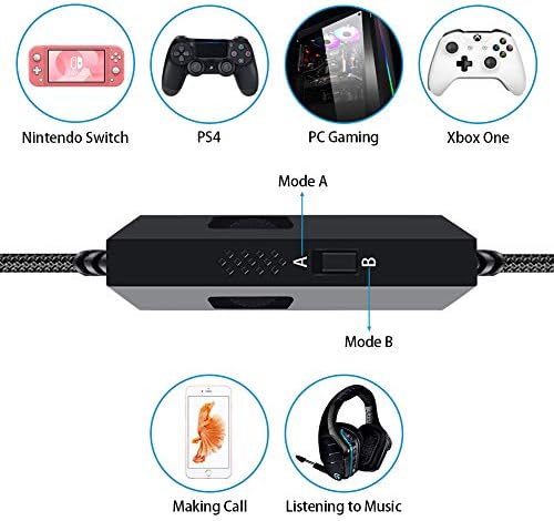 Кабел G633 Преносимото аудио кабел G933, който е съвместим с игри слушалки Logitech G633 G933, Aux кабел за Xbox One Play Station