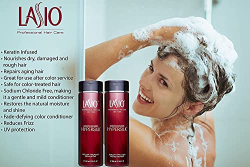 Набор от шампоани и балсами за боядисана коса Lasio Hypersilk с добавянето на кератин - 12,34 течни унции - Шампоан за боядисана