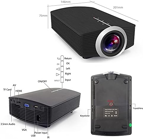 FZZDP YG500/YG510 Мини проектор с поддръжка на 1080P 1800 лумена Преносим LCD led проектор За домашно кино с USB в прожектор Бас говорител (Размери: YG500)