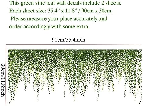 CHANMOL Зелено Растение Начало Декор Стикери за Стена от 2 Листа, Обелени и Приклеенные Листа Художествени Стенописи PVC Стикери