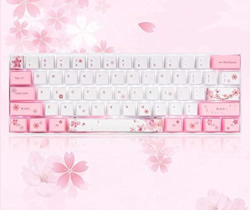Ръчна детска жични клавиатура ZMX Cherry Blossom Пинк, 61 клавиша, Mini OUTEMU (GAOTE), сублимируемый при нагряване PBT Type-C,