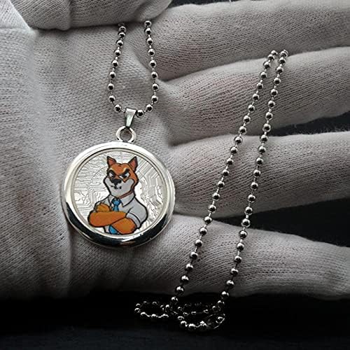 Красиво сребърно покритие Възпоменателна монета Колекция Dogecoin Сувенирни Подаръци с Огърлица