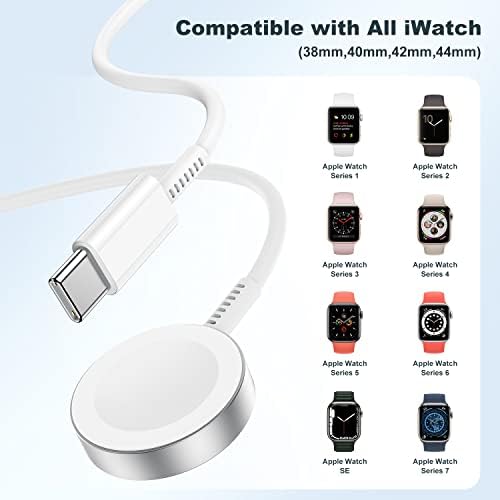 USB кабел C за Apple Watch (6 фута / 1,8 м), [Сертифициран от Apple Пфи] Безжичен кабел за бързо зареждане iWatch за Apple Watch