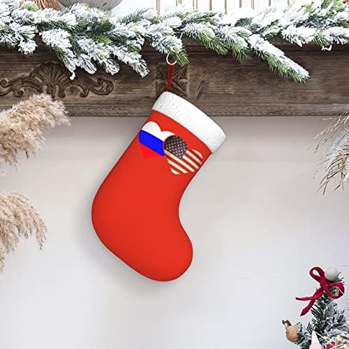 Cutedwarf Руския Флаг и Американски Флаг Коледен Отглеждане на Коледна Украса Класически 18 Инча(А) А) Камина, Окачен Чорап