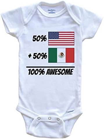 50% Американец плюс 50% от Мексикански Равнява на Удивителни Цельному Детето Боди с Хубав Флага на Мексико