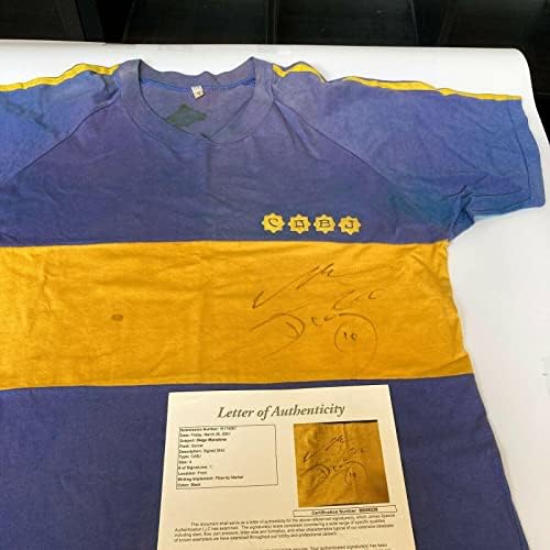 Диего Марадона Подписа Винтажную тениска Бока Хуниорс 1981 година на Издаване JSA COA - Футболни фланелки с Автографи